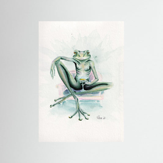 Obsidian Martini — surreal frog art print | Alva Art