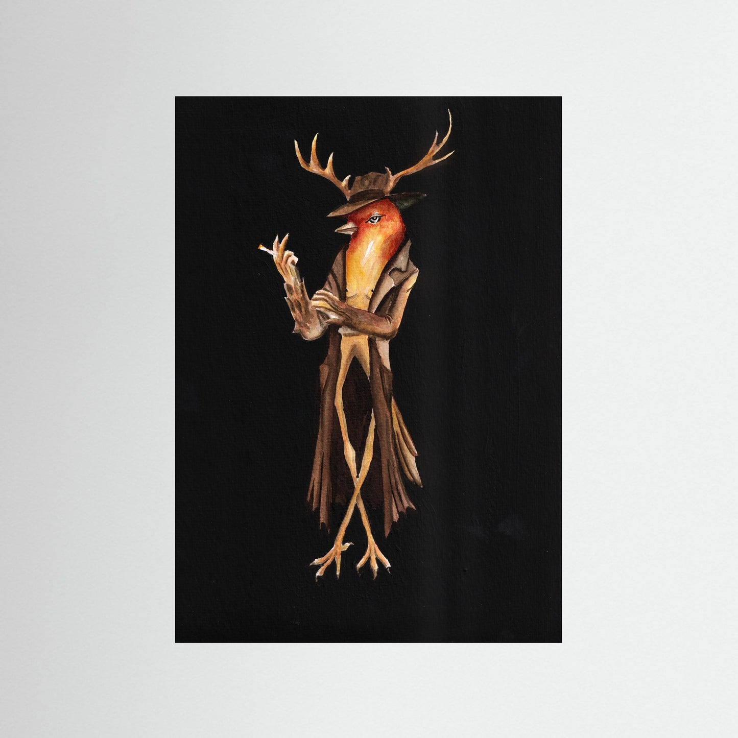 The Unimpressed No. 2 — dark surreal bird art print wall decor | Alva Art