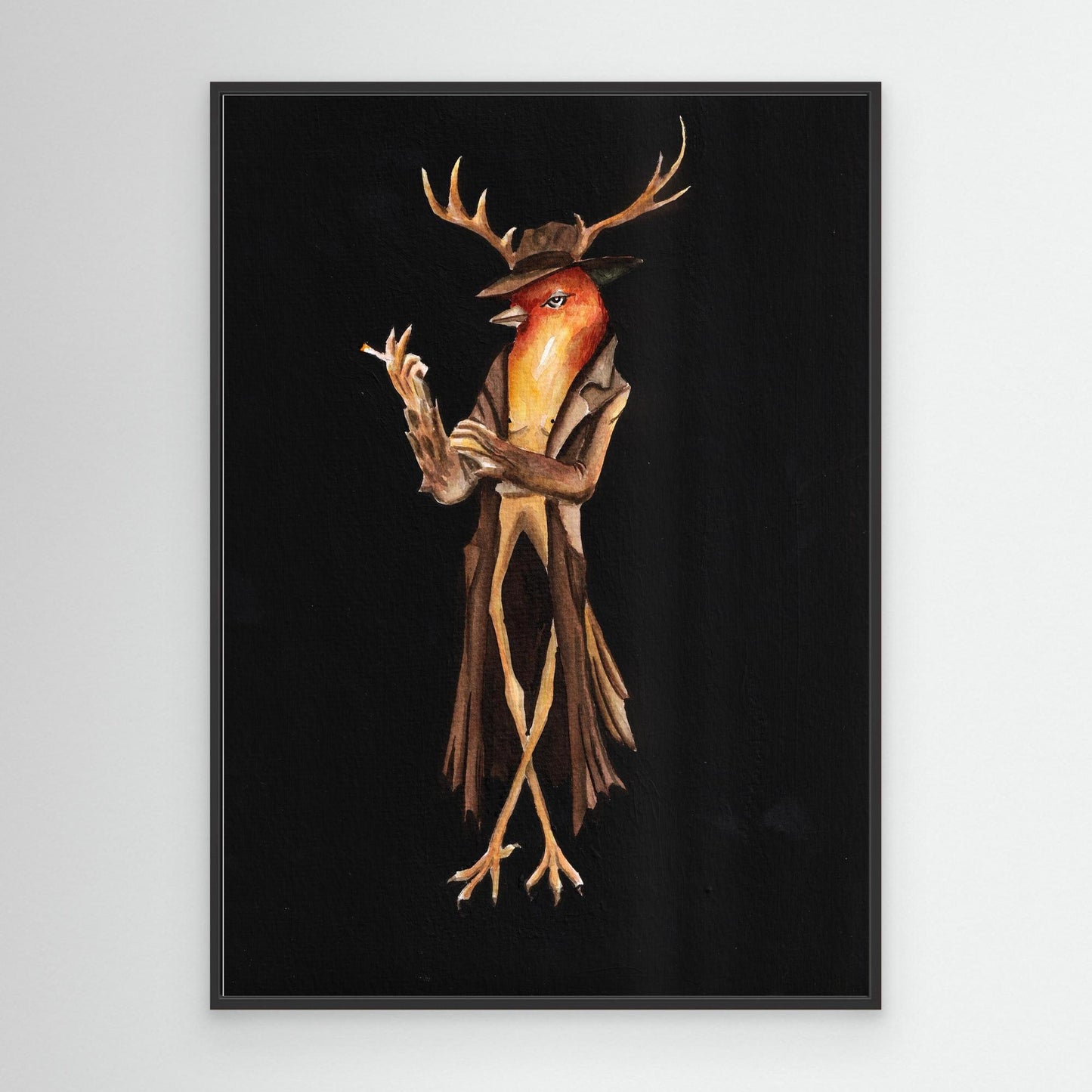 The Unimpressed No. 2 — dark surreal bird wall art canvas print | Alva Art