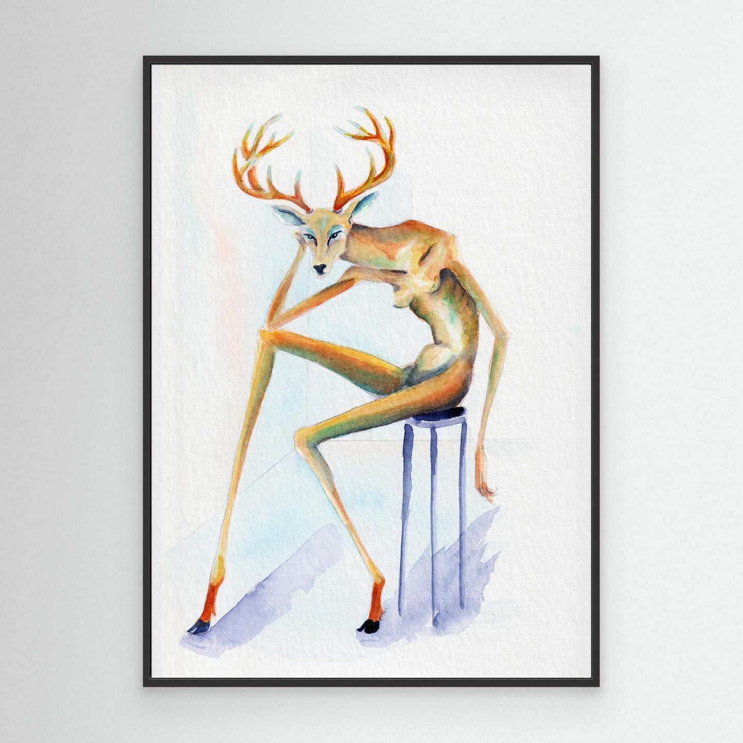The Weighted Crown — surreal deer wall art canvas print | Alva Art