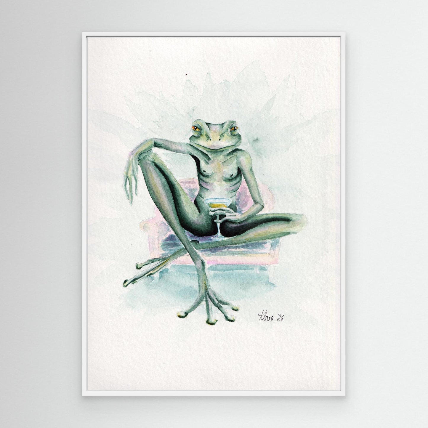 Obsidian Martini — surreal frog canvas print | Alva Art