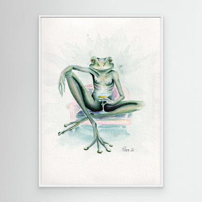 Obsidian Martini — surreal frog canvas print | Alva Art