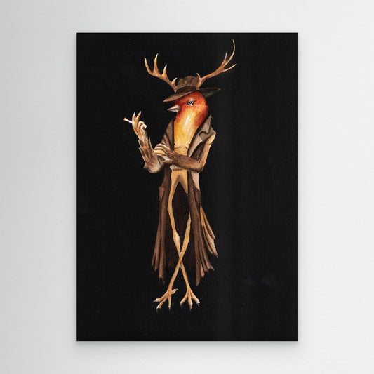 The Unimpressed No. 2 — dark surreal bird wall art canvas print | Alva Art