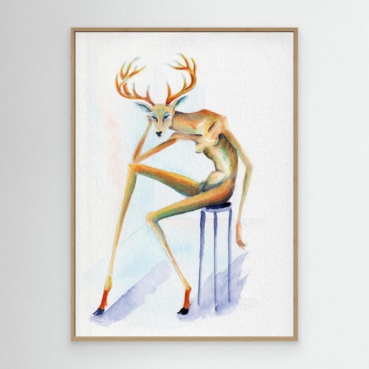 The Weighted Crown — surreal deer wall art canvas print | Alva Art