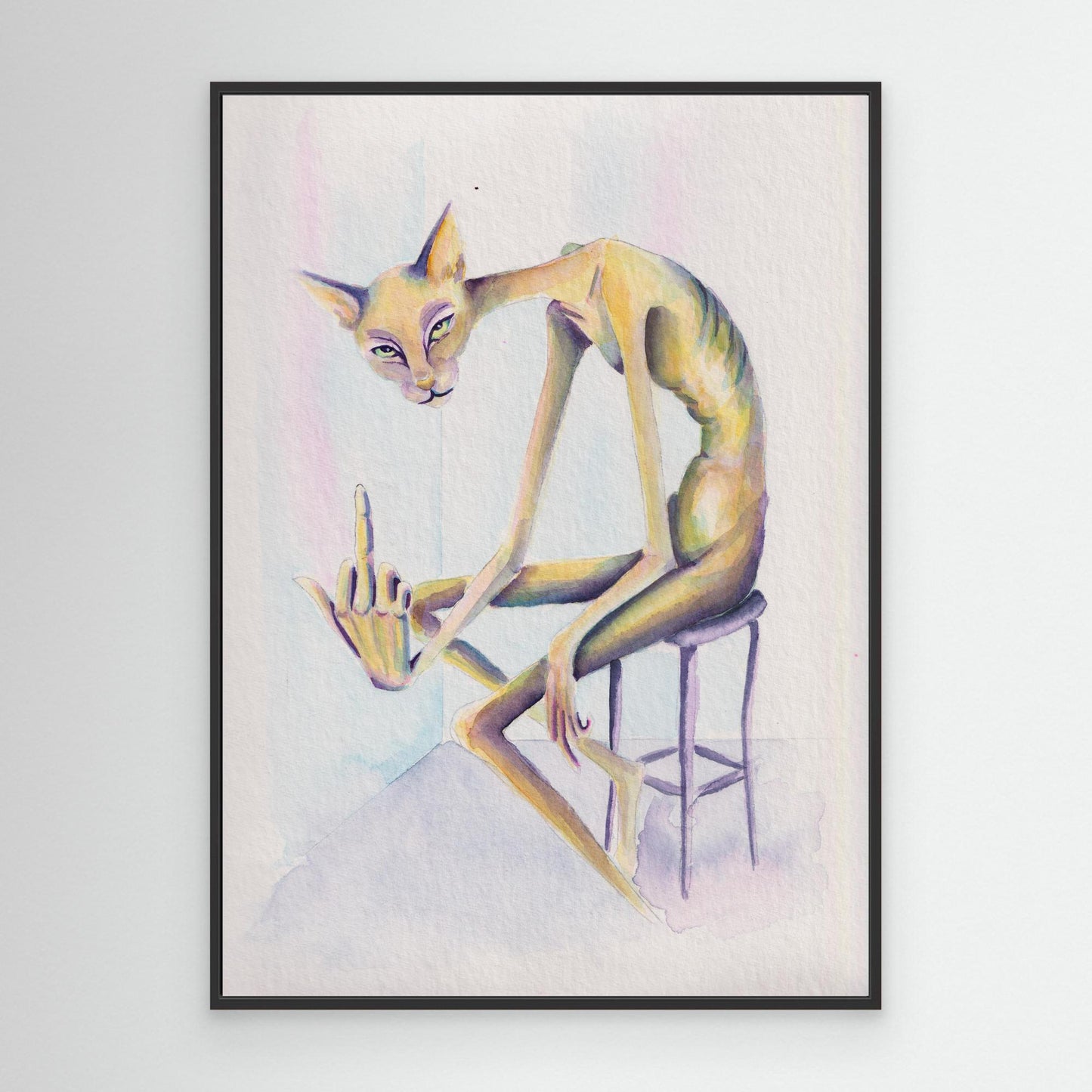 The Unapologetic Grace — surreal cat wall art canvas print | Alva Art