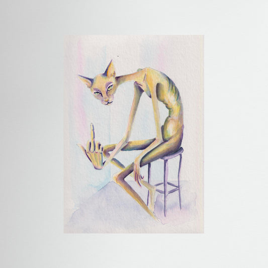 The Unapologetic Grace — surreal cat art print wall decor | Alva Art