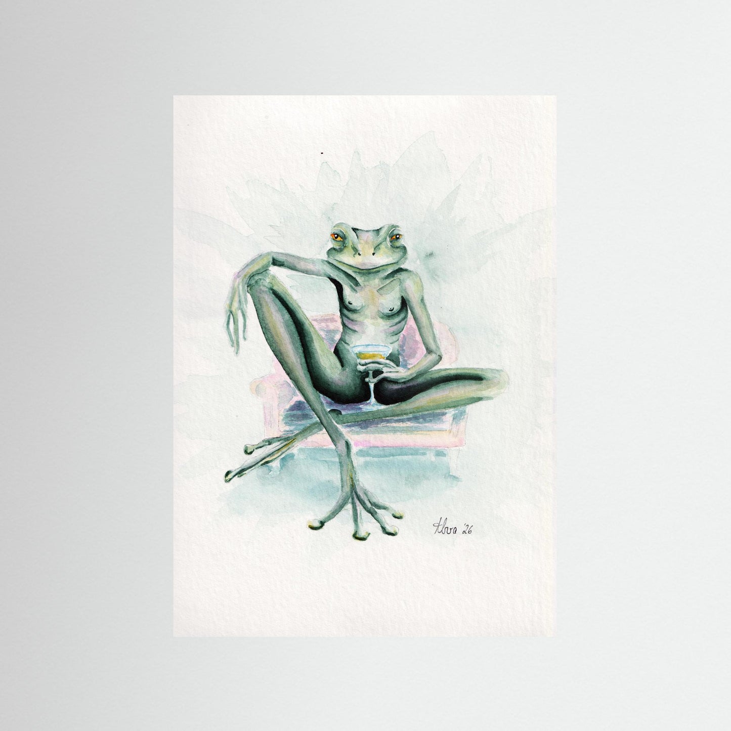 Obsidian Martini — surreal frog art print | Alva Art