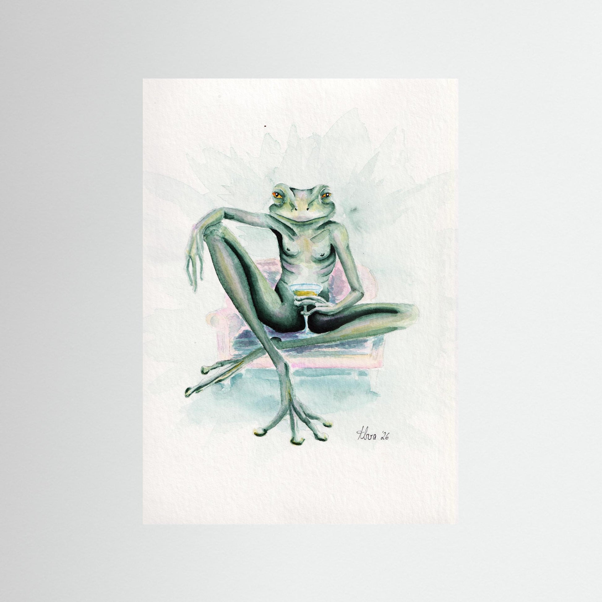 Obsidian Martini — surreal frog art print | Alva Art
