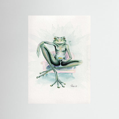 Obsidian Martini — surreal frog art print | Alva Art