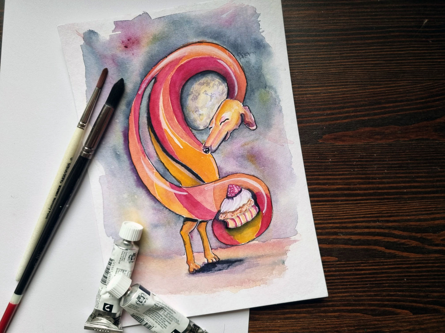 Florian reist zum Mond - Original Gemälde