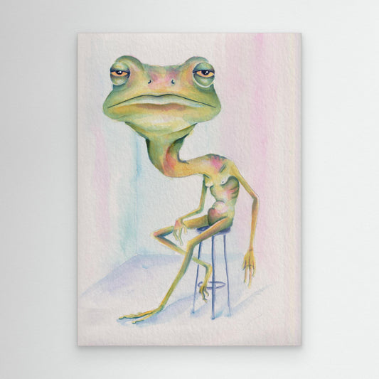 The Silent Protest — surreal frog wall art canvas print | Alva Art