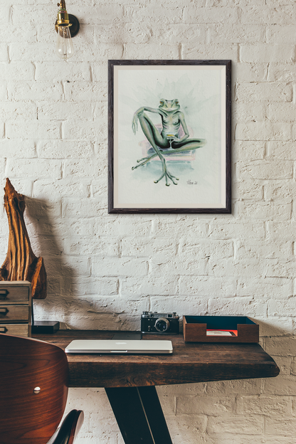 Obsidian Martini — surreal frog art print | Alva Art