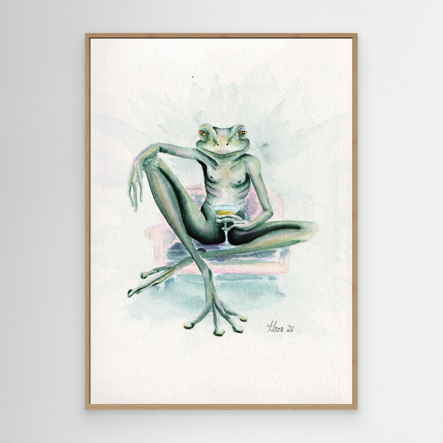 Obsidian Martini — surreal frog canvas print | Alva Art