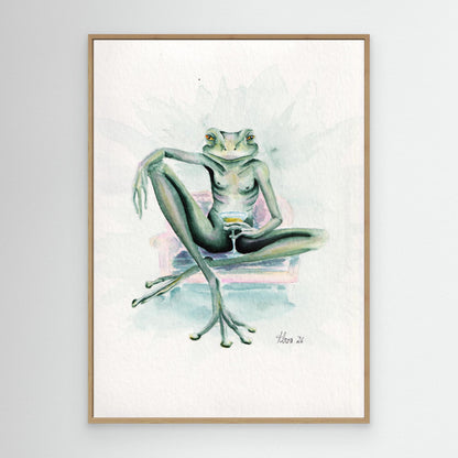 Obsidian Martini — surreal frog canvas print | Alva Art