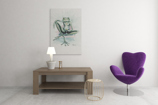 Obsidian Martini — surreal frog canvas print | Alva Art