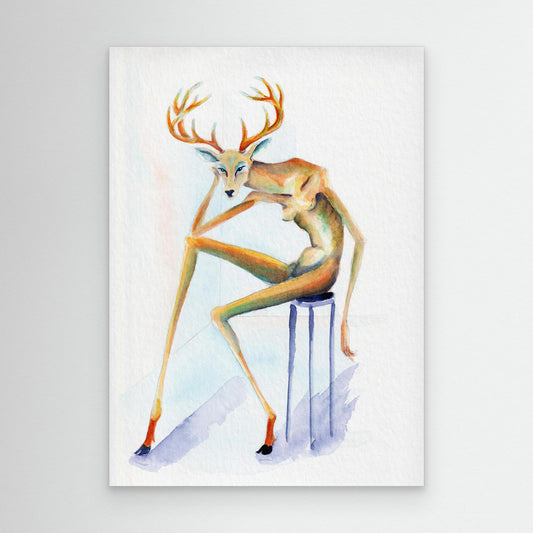 The Weighted Crown — surreal deer wall art canvas print | Alva Art