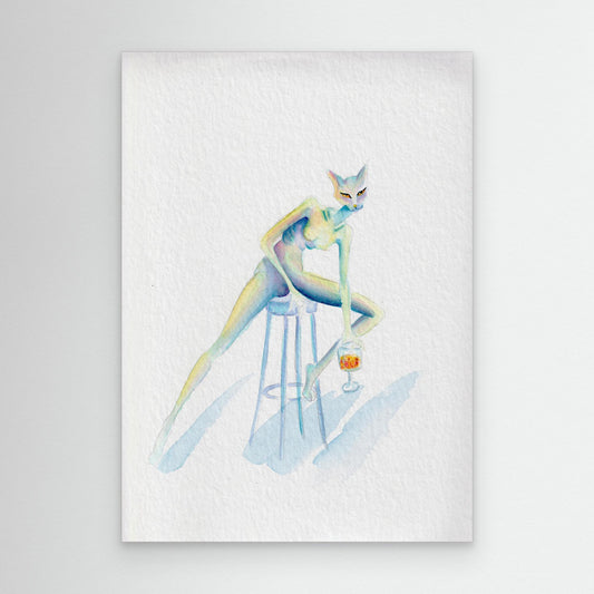 Absinth & Arroganz — surreal cat canvas print | Alva Art