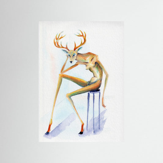 The Weighted Crown — surreal deer art print wall decor | Alva Art