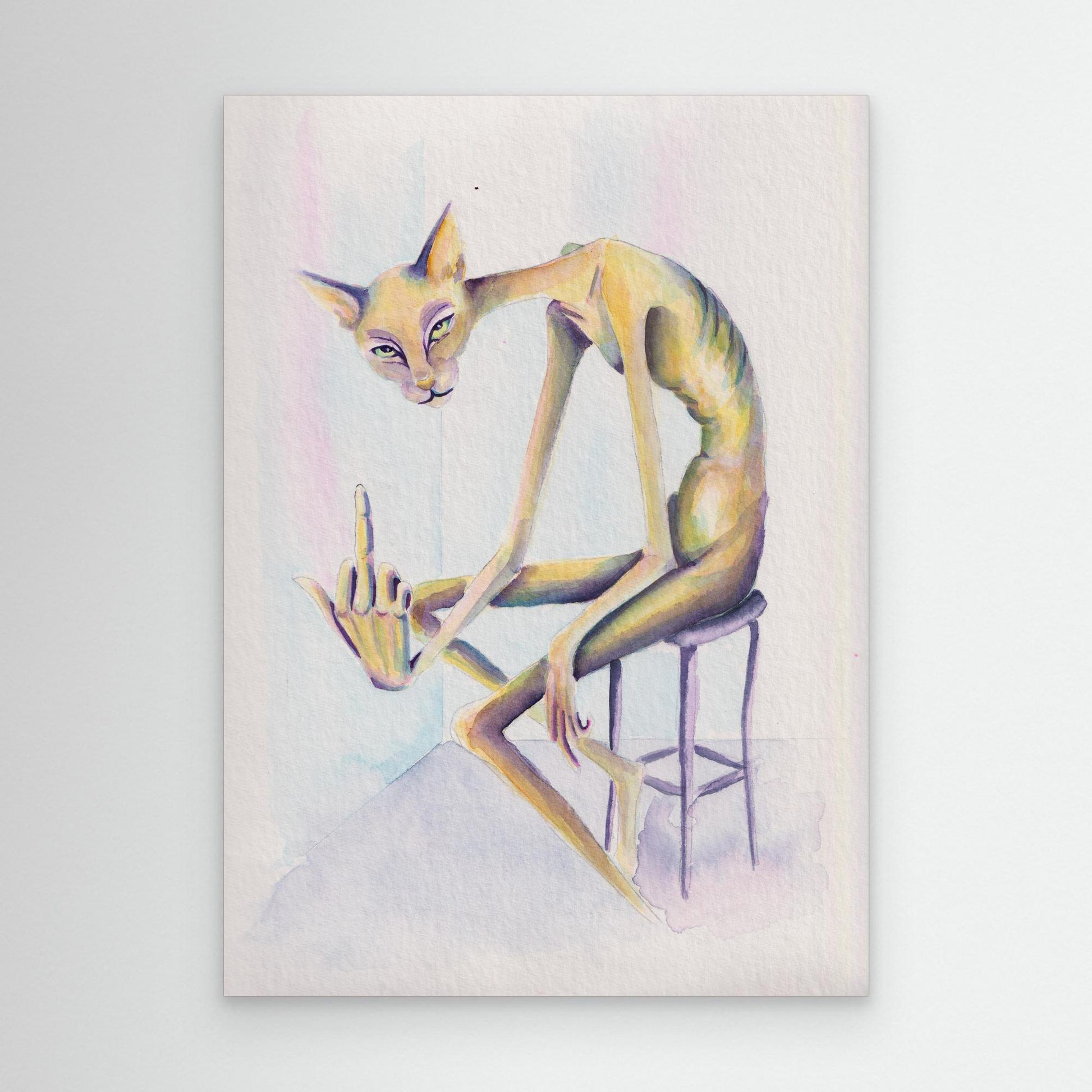 The Unapologetic Grace — surreal cat wall art canvas print | Alva Art