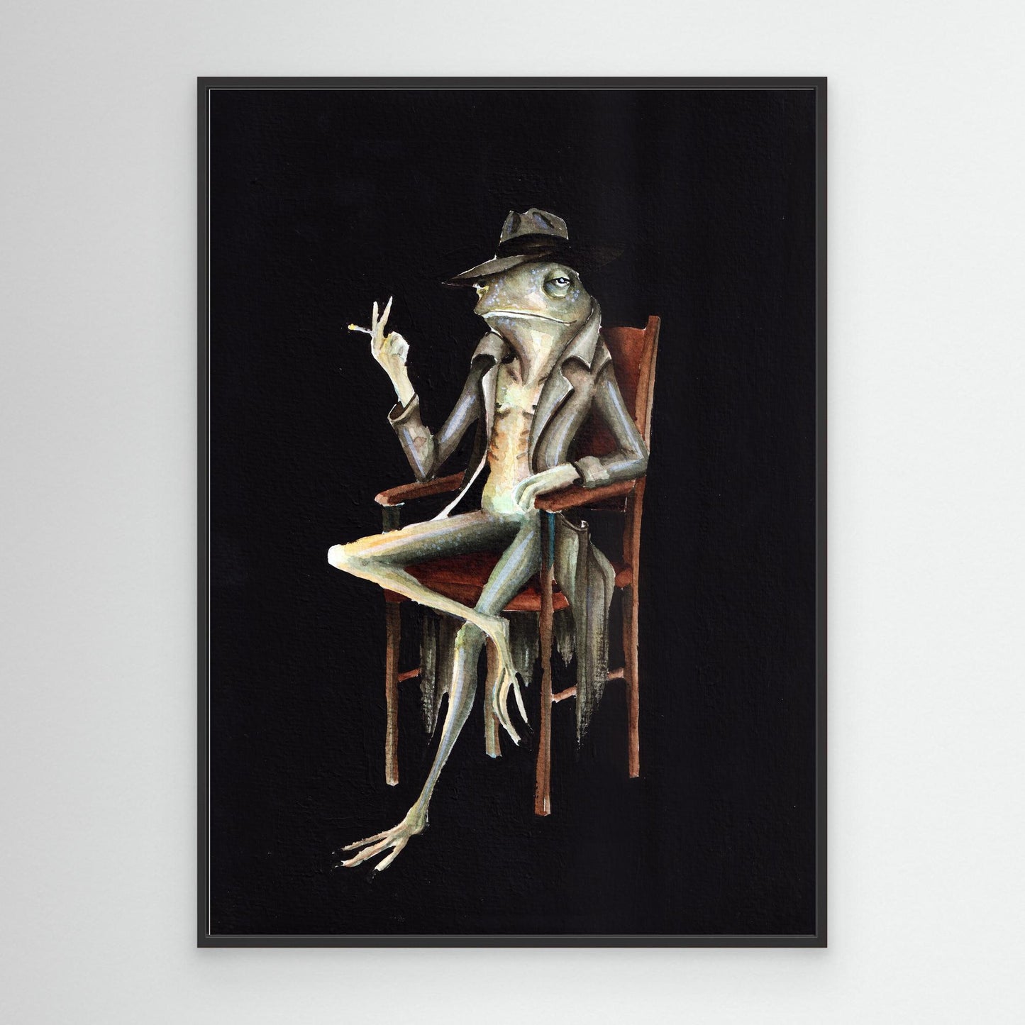 The Unimpressed No. 3 — dark surreal frog wall art canvas print | Alva Art