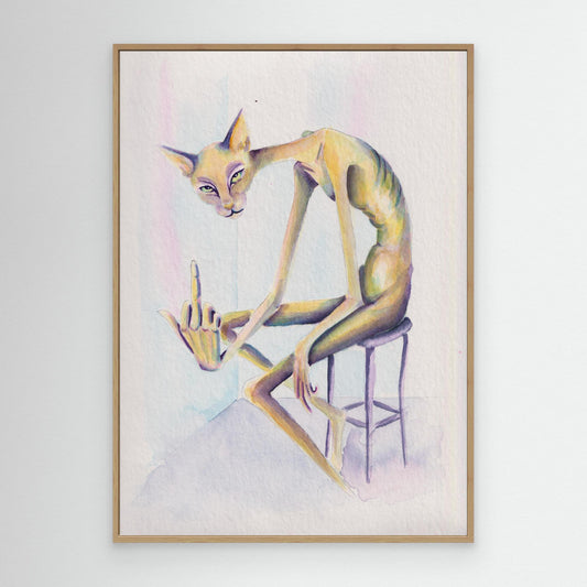 The Unapologetic Grace — surreal cat wall art canvas print | Alva Art
