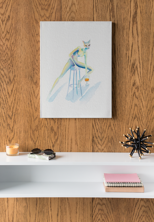 Absinth & Arroganz — surreal cat canvas print | Alva Art