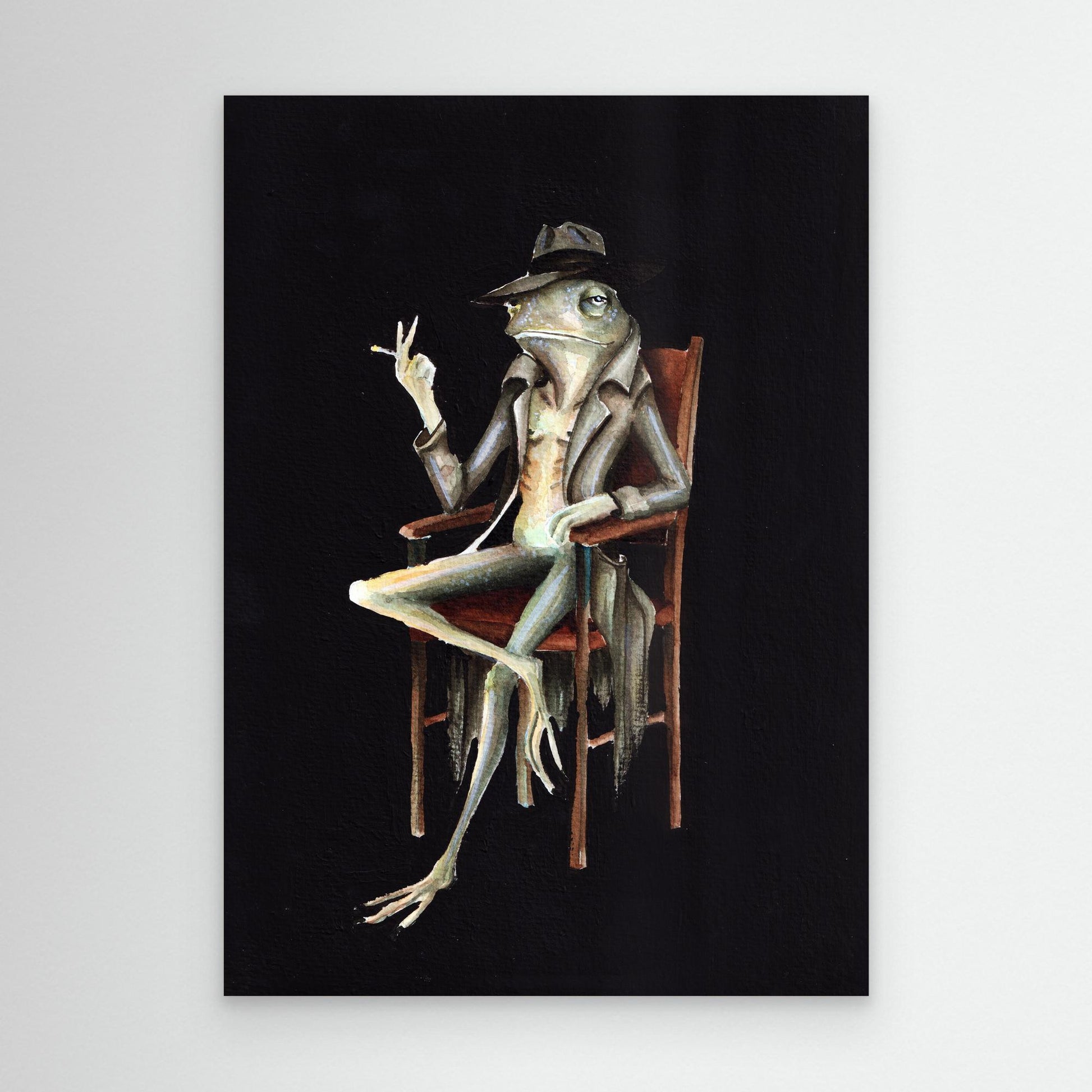 The Unimpressed No. 3 — dark surreal frog wall art canvas print | Alva Art