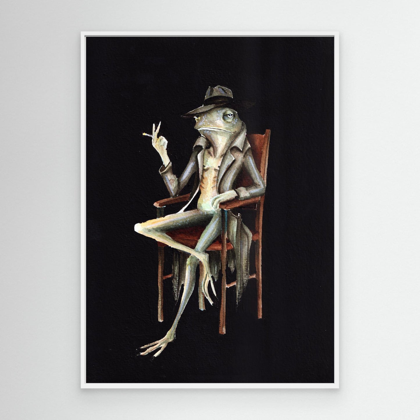 The Unimpressed No. 3 — dark surreal frog wall art canvas print | Alva Art